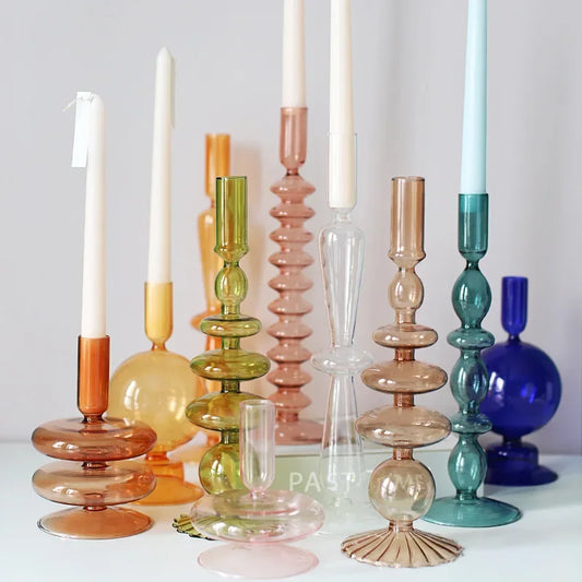 Glass Candle Holders with Hand Blown, Elevate Your Decor, Create a Warm Ambience with Our Hand, Order Now for Free Shipping!