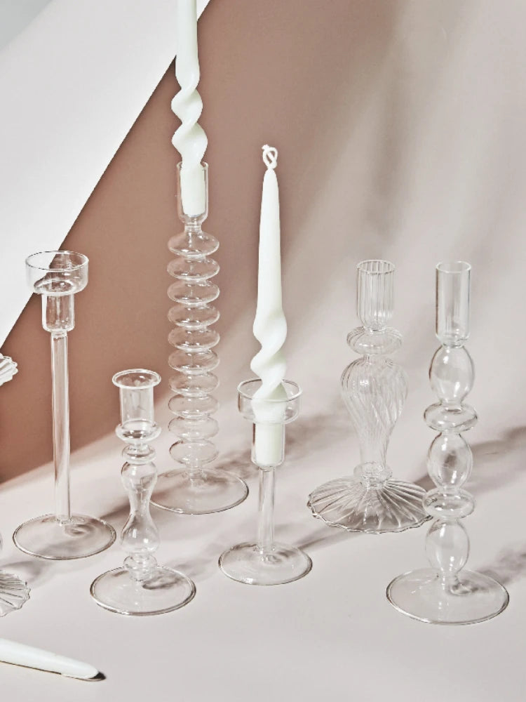 Modern Glass Candleholder Nordic Home Decor Clear Glass Candle Holder Candlelight Home Decoration Ornaments Candel Holder