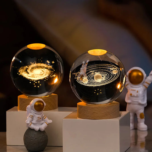 6cm 3D Crystal ball Crystal Planet Night Light Laser Engraved Solar System Globe Astronomy Birthday Gift Home Desktop Decoration